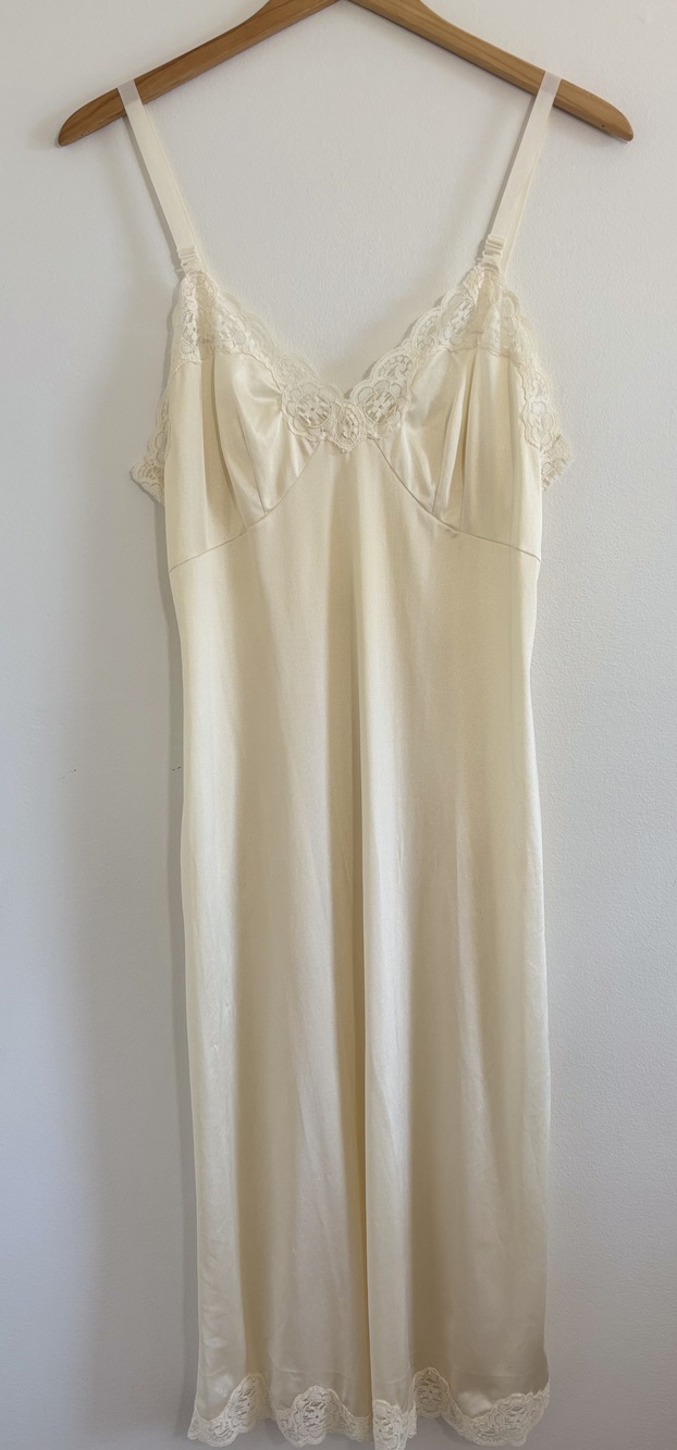 French Maid Vintage Lingerie Nightgown Cream Lace Size 36